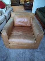 Timothy oulton tan real leather chair armchair delivery poss