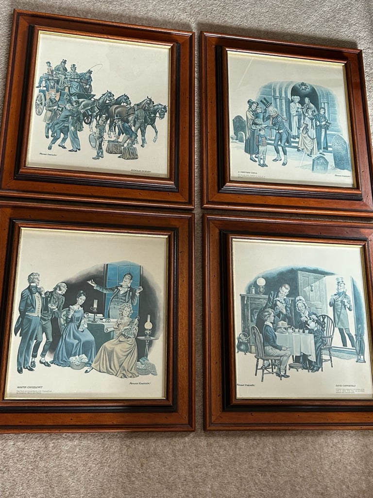 image for Set of 4 Charles Dickens Vintage Framed Pictures. Make an offer