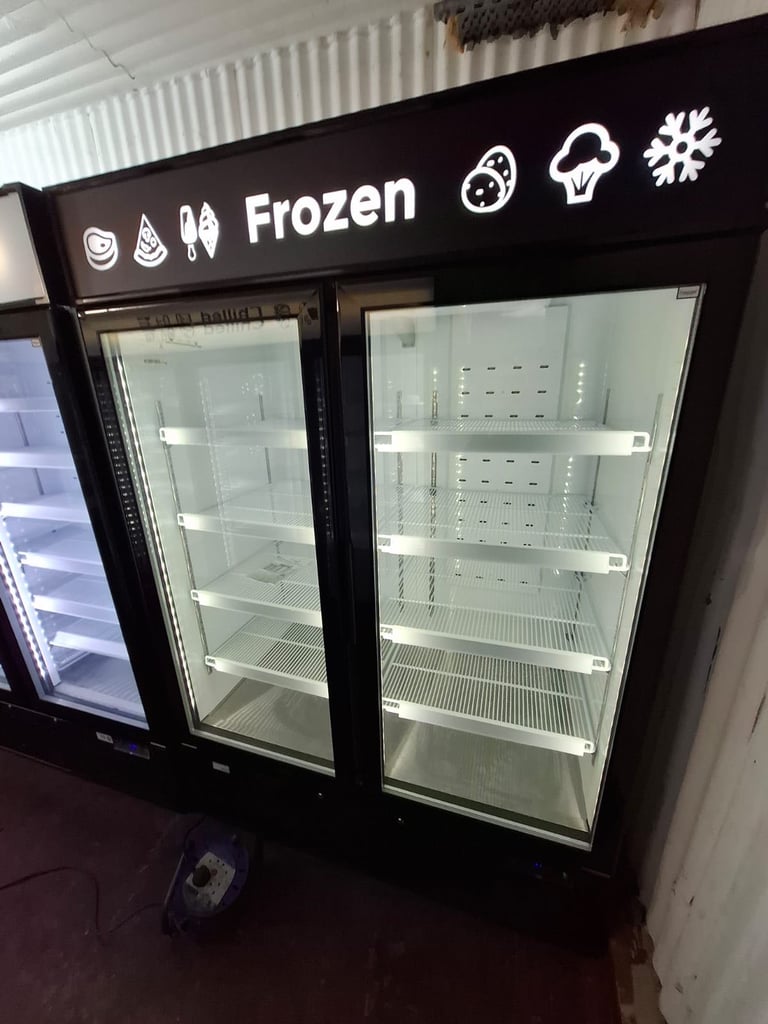 Commercial upright display glass fridge or freezer cafe shop restaurant supermarket 