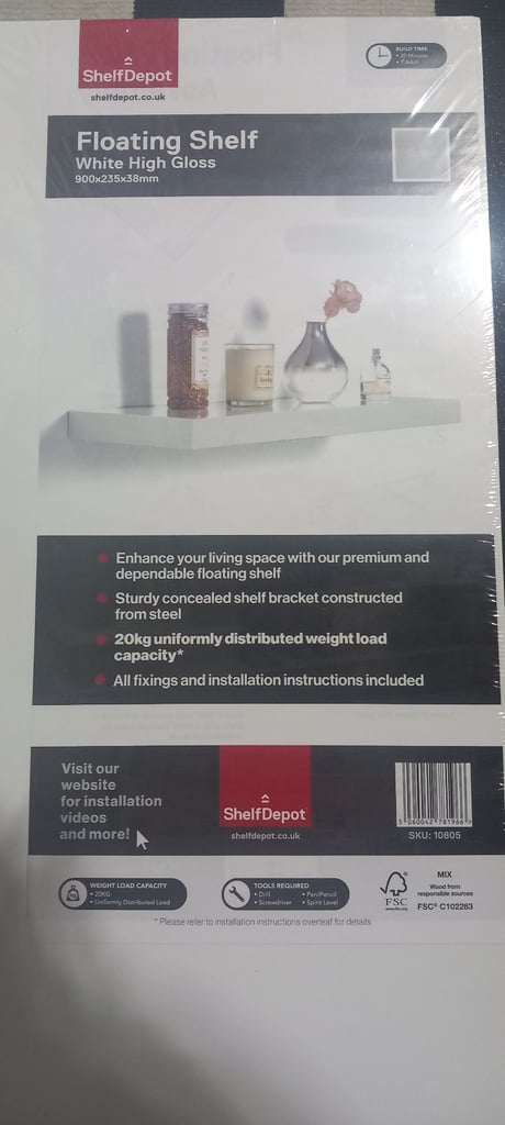 Brand new white hight gloss floating shelve