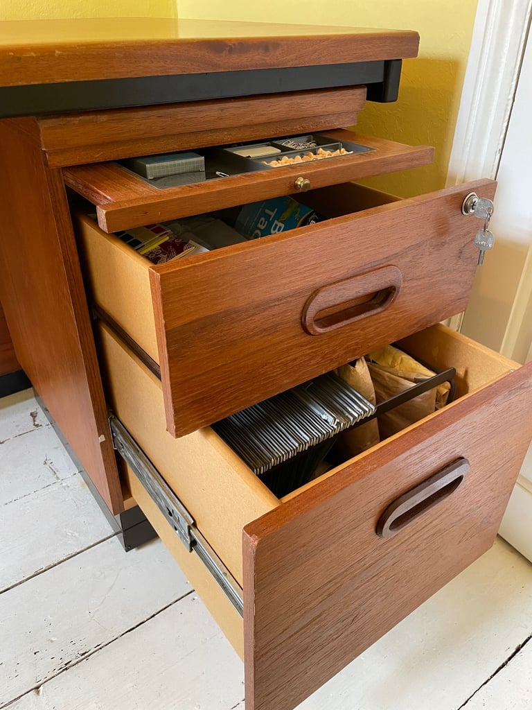 Still available: Large wooden computer desk and lockable cabinet