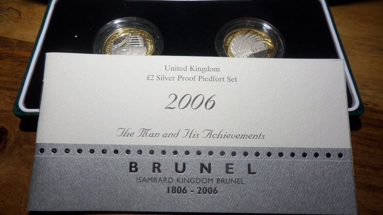 image for 2006 BRUNEL PIEDFORT SILVER PROOF £2 SET. 