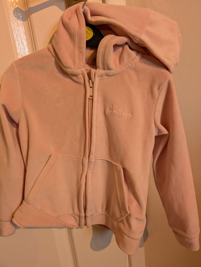image for Gorgeous Baby Girl 4 To 5 Yrs Pink Soft Velvet Firetrap Hoodie Fleece Top with Zip & Pockets  
