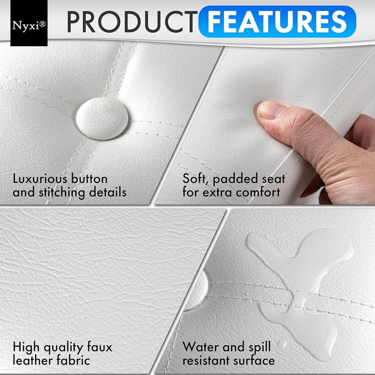 Nyxi Foldable Ottoman Storage Box, 76x38x38cm, 80L Capacity, Faux Leather, Multi-Purpose Seat