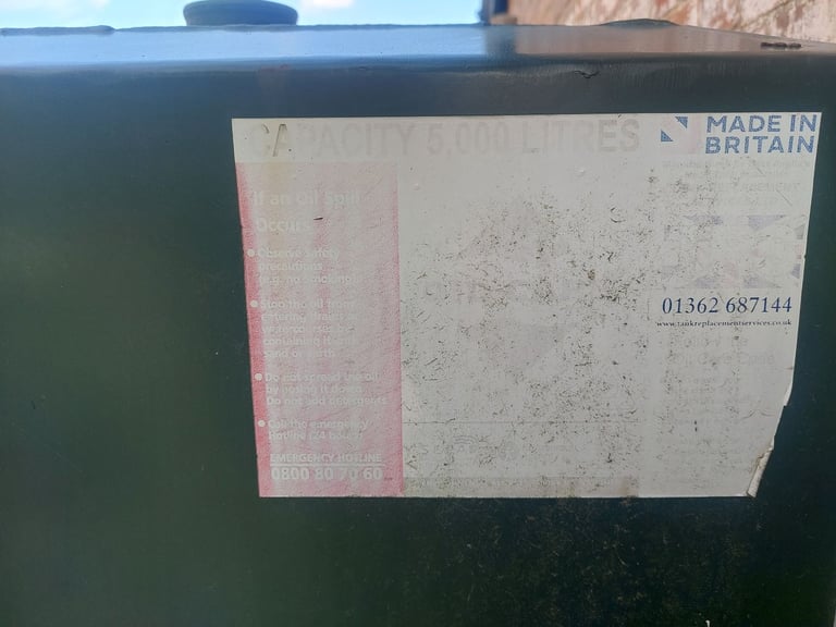 Steel bunded heating oil / diesel tank 5000L Metal British Made SECURE