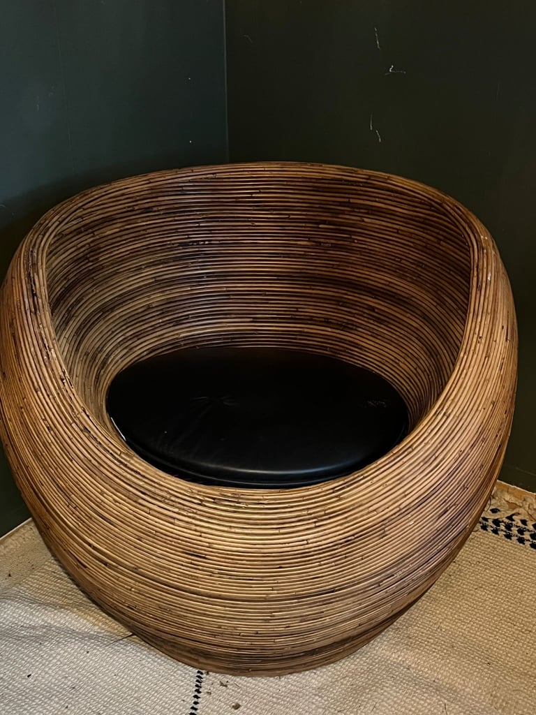 image for Vintage Habitat Donut Rattan Tub Chair - Iconic Statement Piece