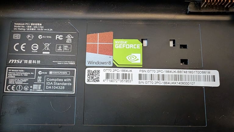 MSI GT70 2PC 17.3inch - Intel Core i7 3.8ghz, 8GB Ram, Nvidia 870m, 1tb HDD, 128 SSD