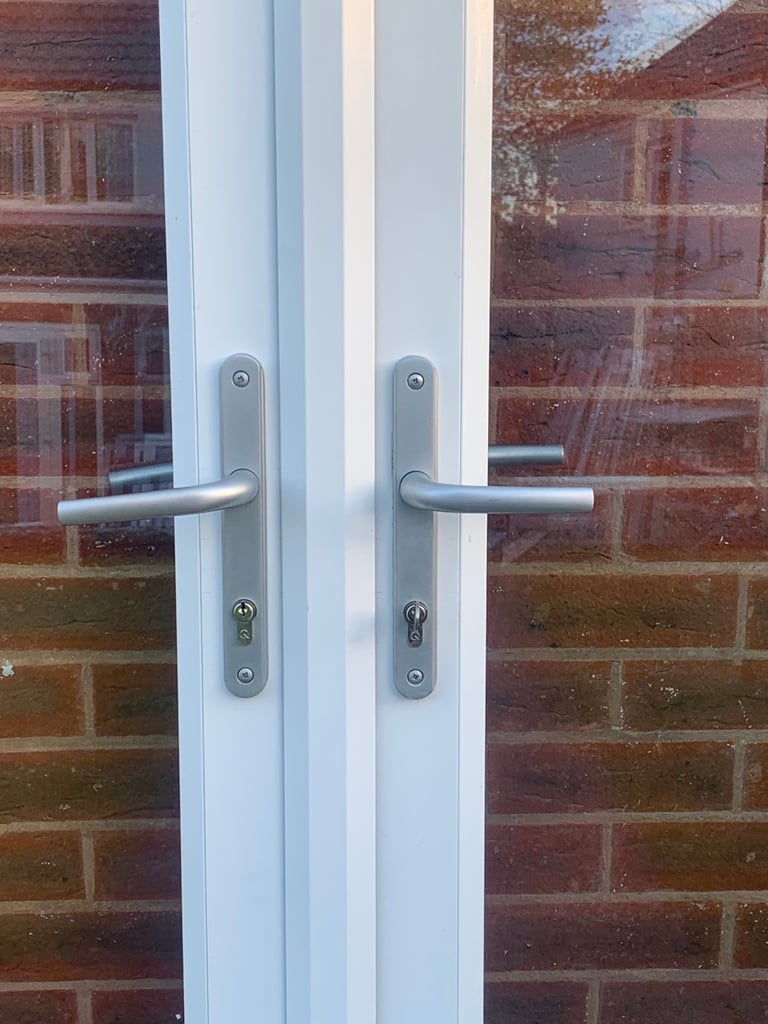 UPVC DOUBLE GLAZED FRENCH PATIO DOOR & KEY 142.5cm WIDE 214cm HIGH Can Deliver
