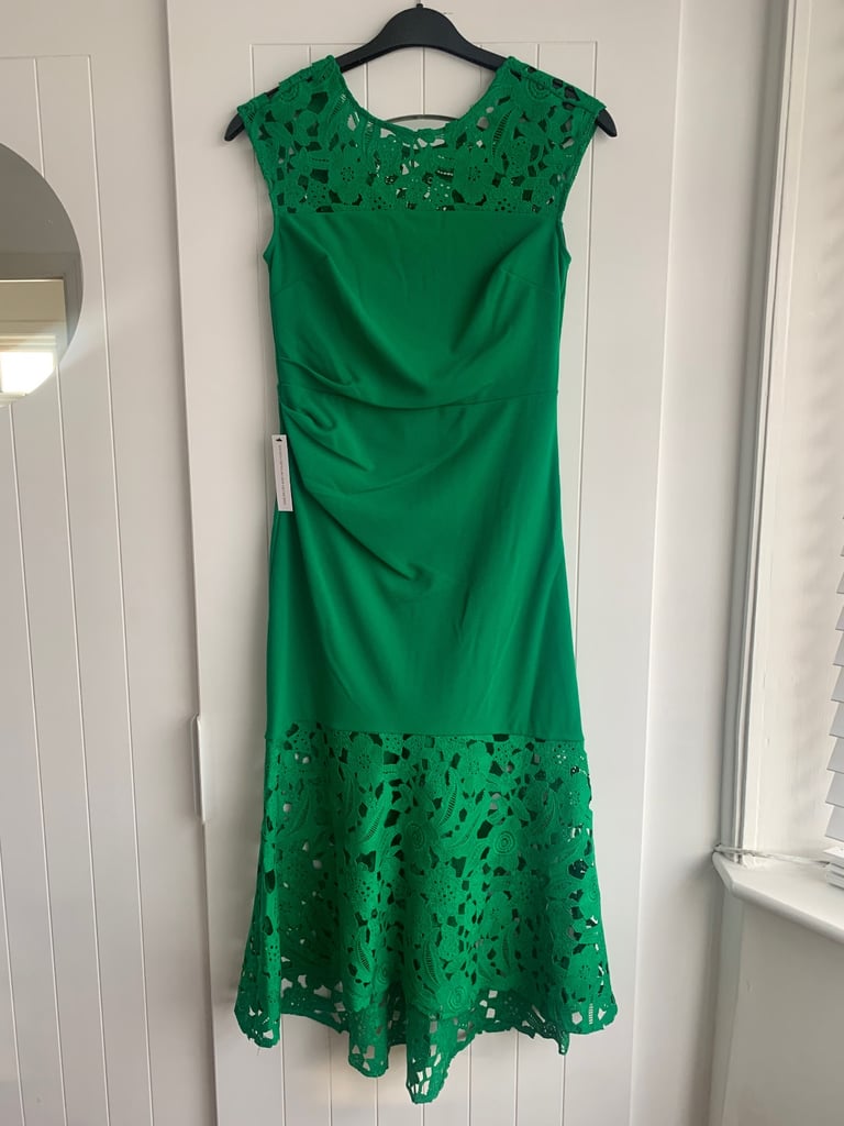 Lousy Green floral print lace mix dress