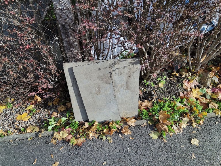 Two slate paving slabs