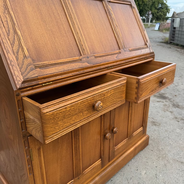 Vintage Ercol Connoisseur Bureau Model 867 Golden Dawn Writing Desk Storage