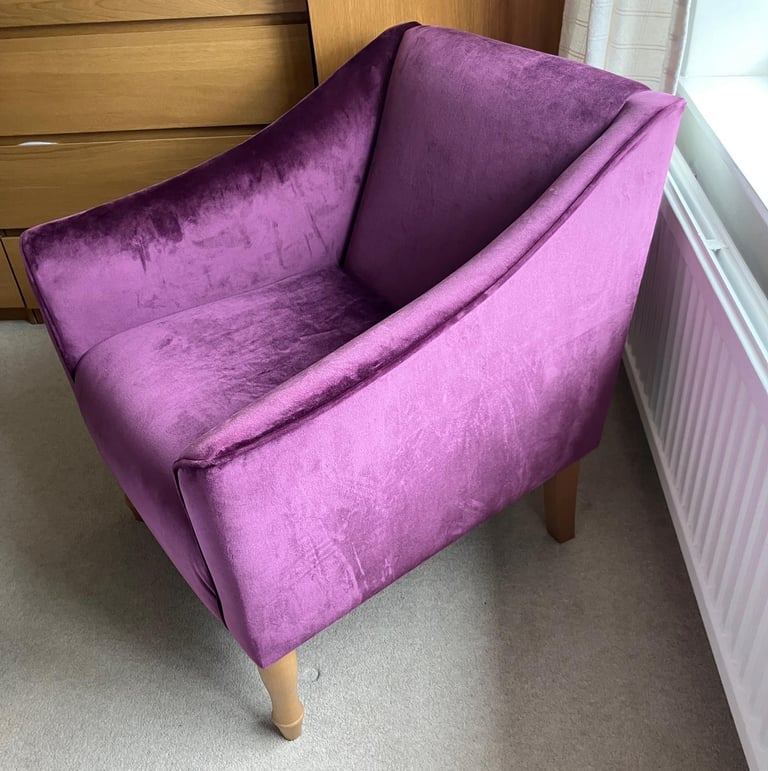 Purple velvet armchair from Laura Ashley. 