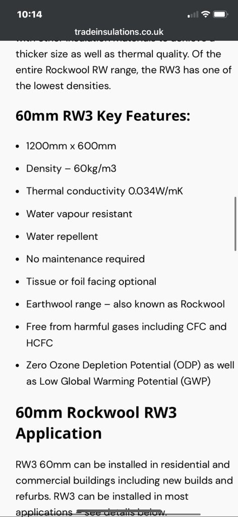 Rockwool RW3 Acoustic Insulation