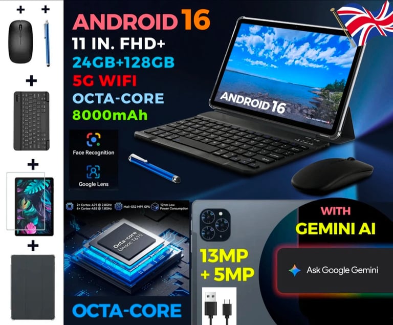 image for ⚡2025 Android 16 Tablet 24GB+128GB 11" 1920x1200 FHD+ 5G WiFi Display Octa-Core