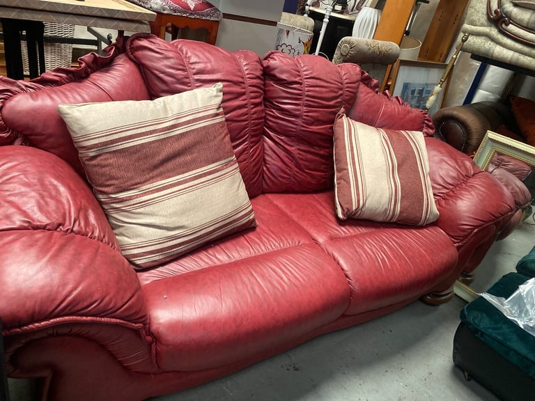 image for Leather 3 seater sofa 