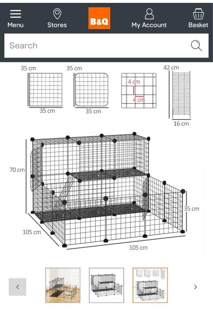 White wired cage with extra level for climbing