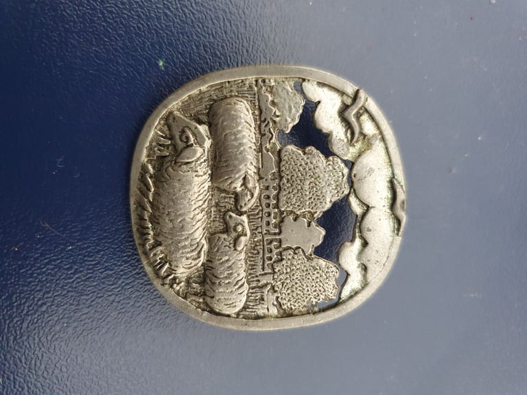 Silver Sheep in the Countryside Brooch