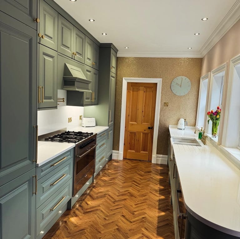 Country Style New Fitted Kitchen-Rigid Build Cabinets, Units-Matt Doors-Not Ex Display or Showroom