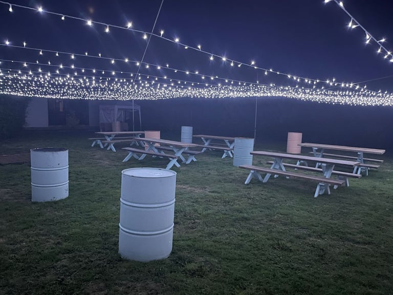 Wedding / Party Setup Including Marquees, Seating, Tables and Decorations.