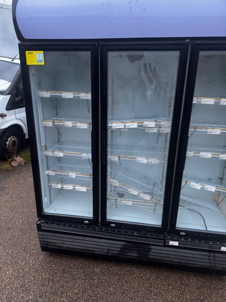 Commercial upright triple door glass display fridge cafe restaurant 