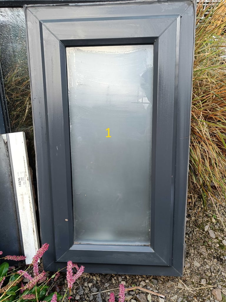 image for 3 grey UPVC windows (various sizes) including cills