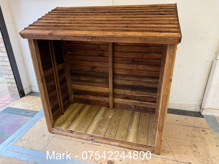 Log Store Garden Treated Timber Logs Storage Shelter Shed