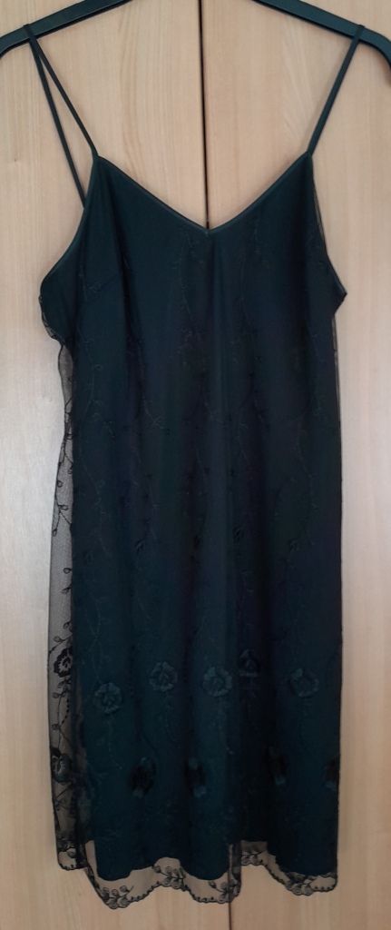 Sexy shoe-string lacy black slip dress by M&S.