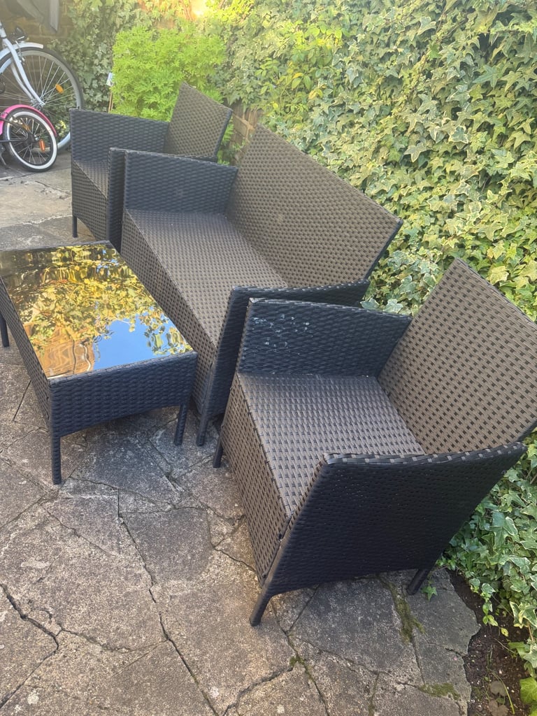 Outdoor Black Rattan Garden Furniture Set 