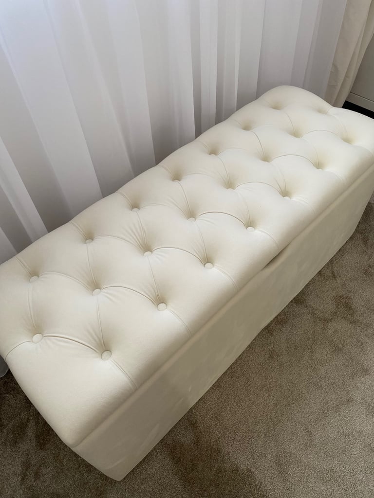 Upholstered Double Bed Frame and Blanket box.