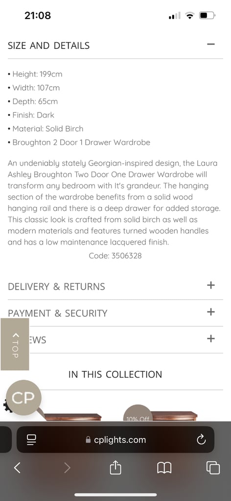 Laura Ashley Broughton Wardrobe Ex cond cost £1595