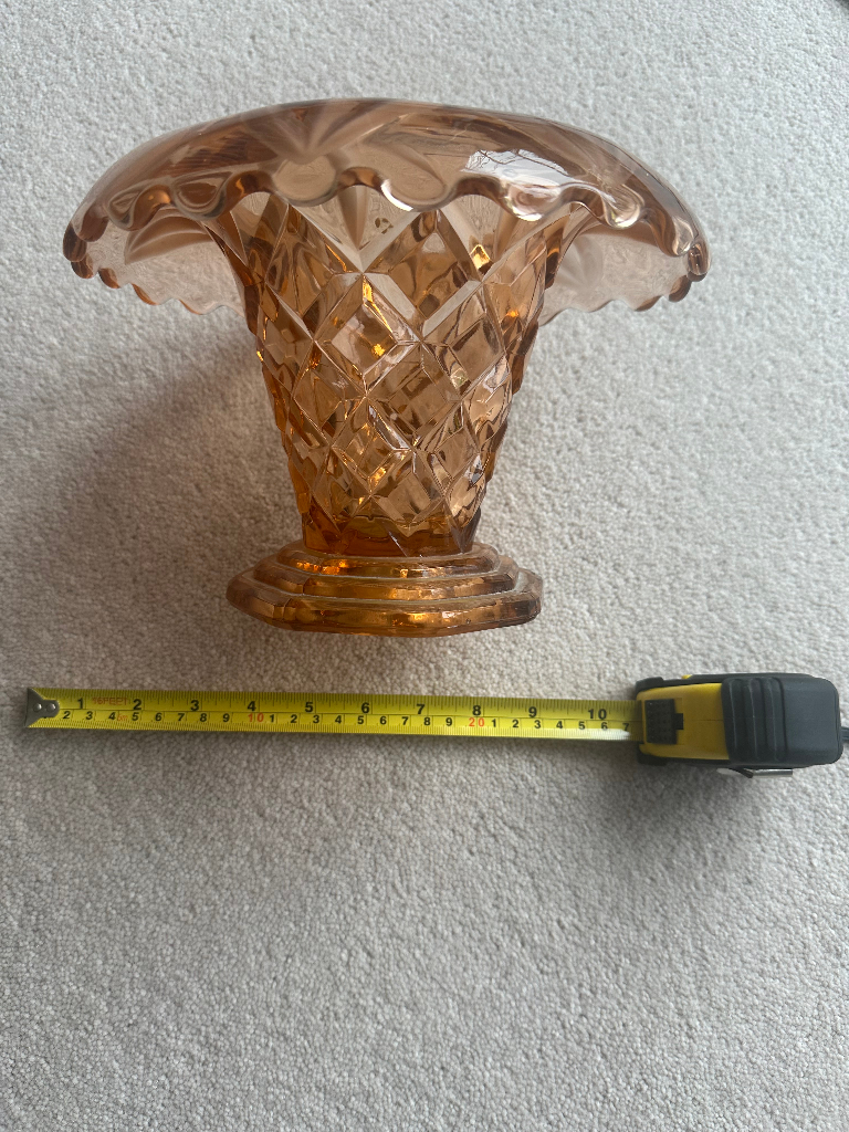 Vintage Art Deco Rose Crystal Vase