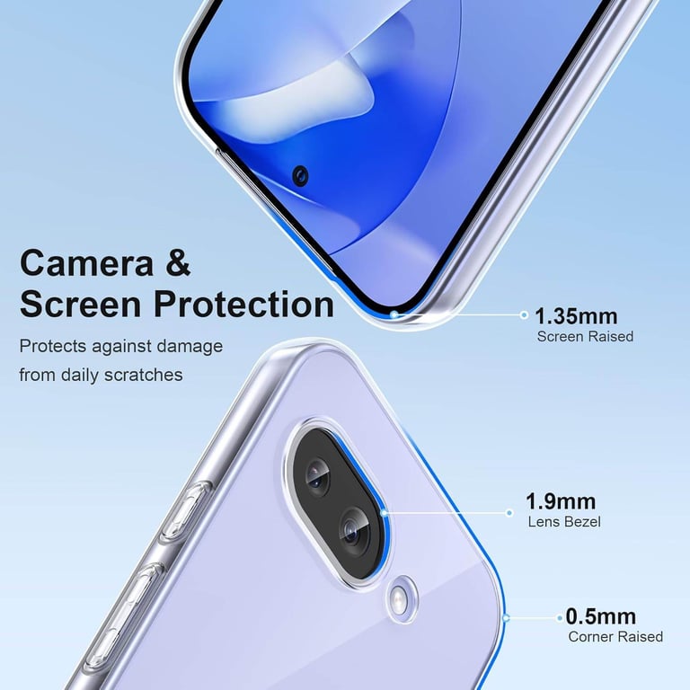Clear Case for Google Pixel 9a Case with 3 Tempered Glass Screen Protector