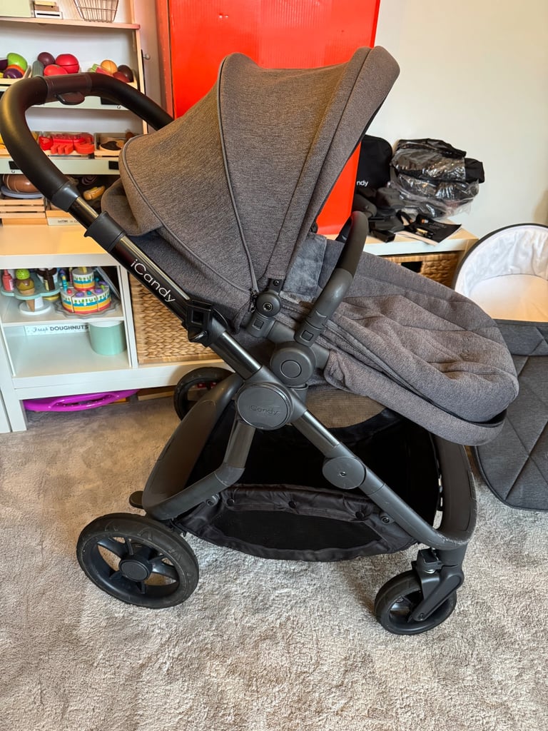 Icandy orange pushchair & carrycot with accessories
