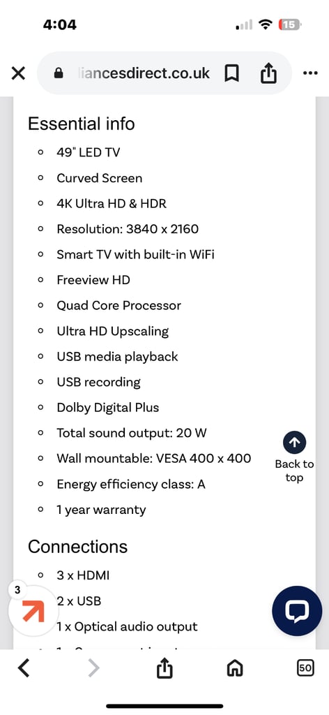 Samsung 43 inch Smart 4K UHD TV - Excellent Condition