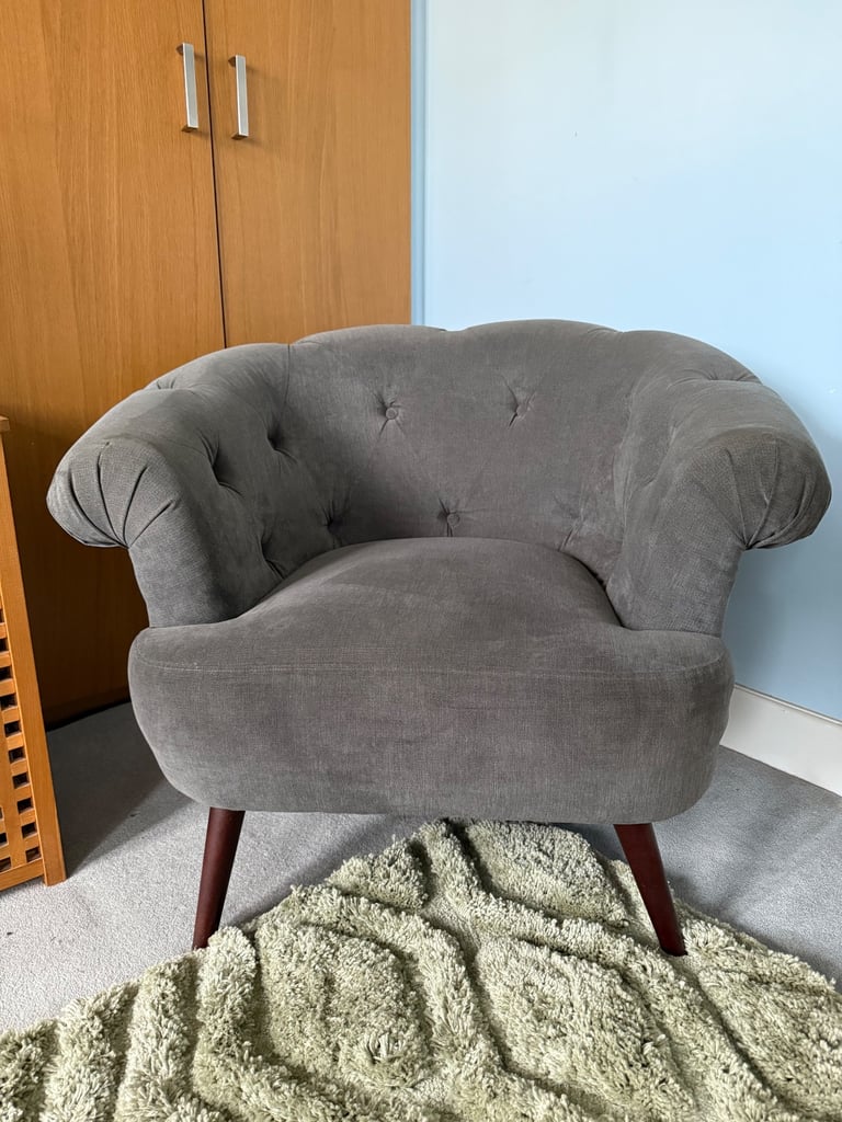 Gorgeous statement grey velvet armchair