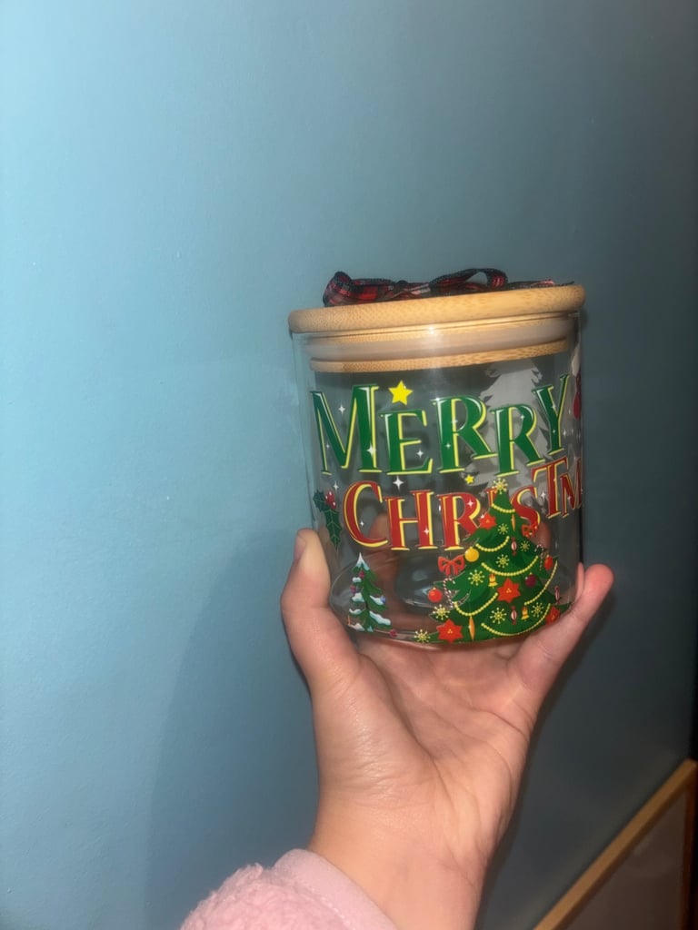 Handmade Glass Christmas Jar With Bamboo Lid