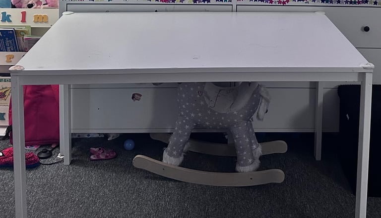 White Table with 2 Stackable Chairs – Sturdy & Easy to Clean