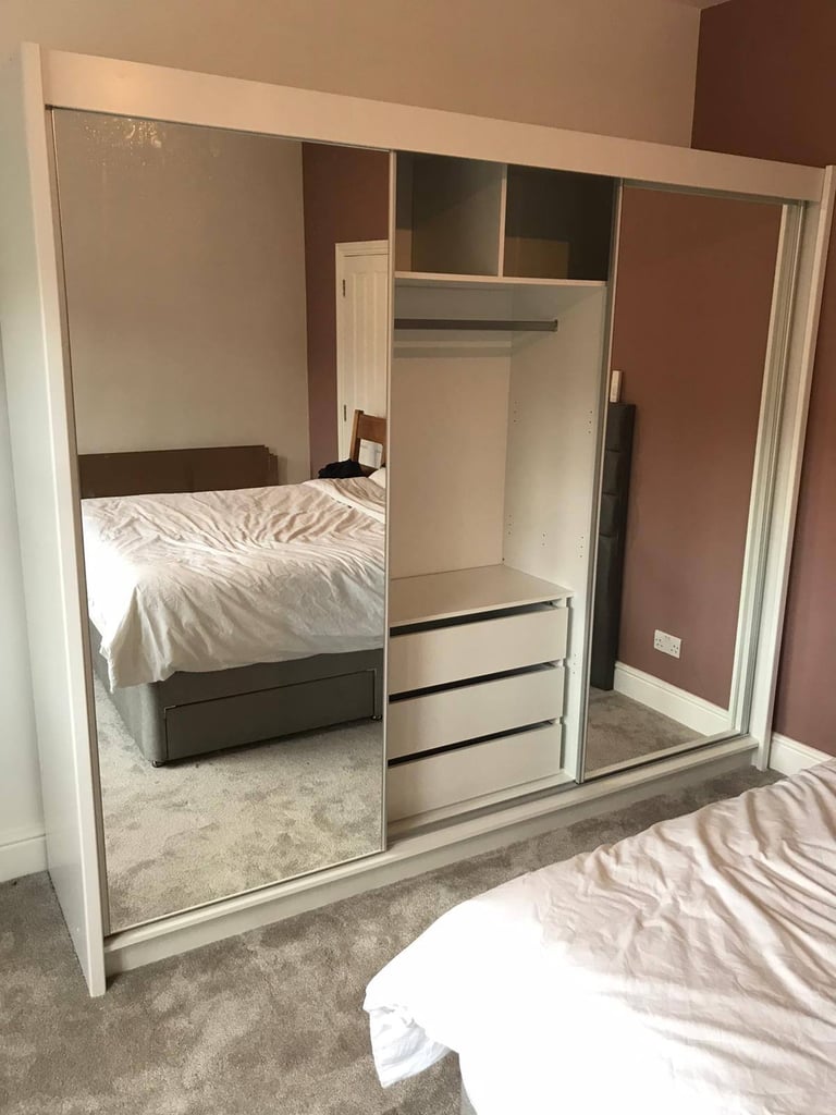 Stylish Sliding Wardrobe with Mirrors: Available in 2 or 3 Doors - Fast Delivery