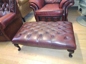 Chesterfield oxblood large footstool pouffe deliv poss 