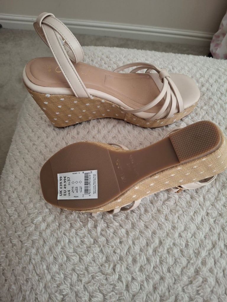 Brand New - New Look Beige Wedge Sandals - Size 4 (37)
