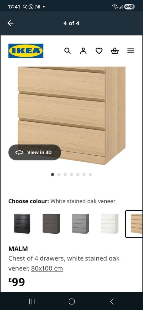 Ikea malm chest of of 4 drawers 
