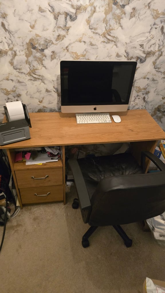 Oak Effect Office Desk with Drawers – 120cm x 45cm Home Office / Study  Delivery/Assembly Available