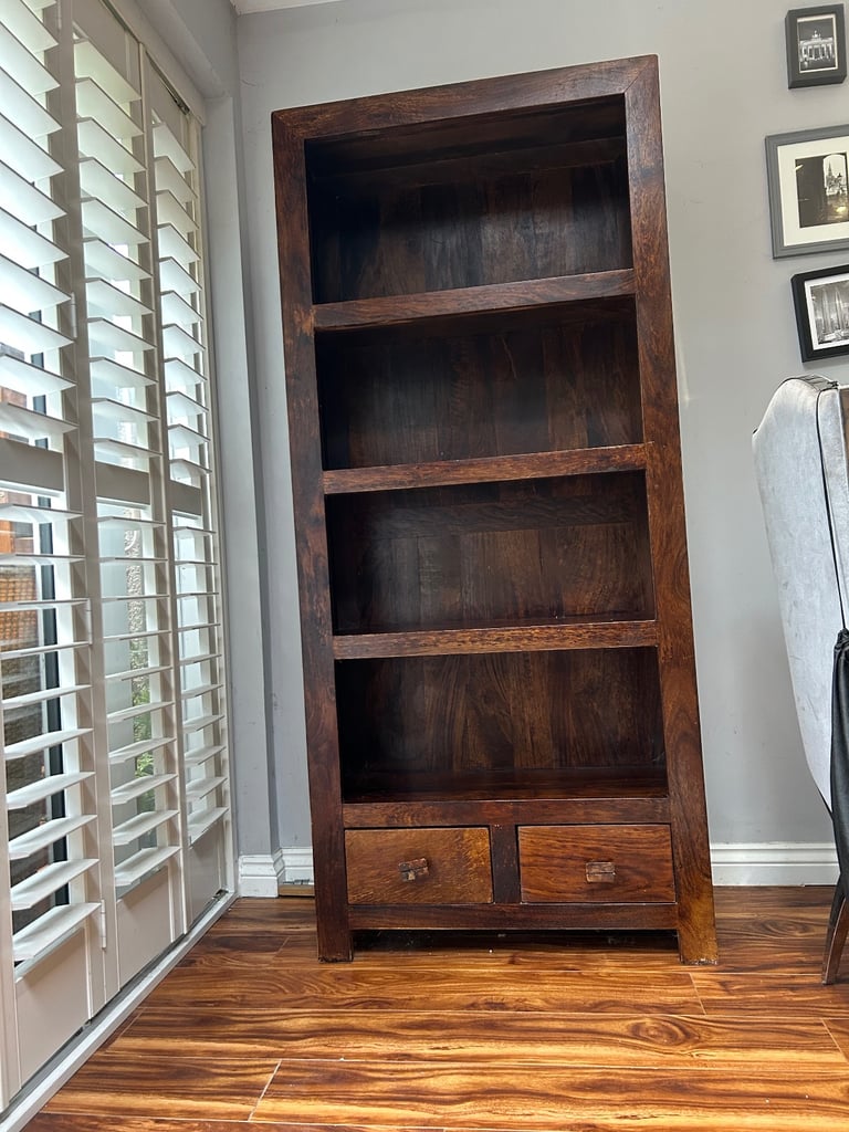 image for Dakota Dark Wood Mango Large Open Bookcase 