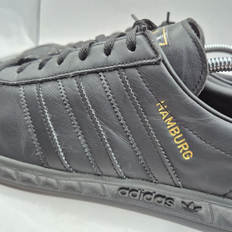 Adidas Hamburg Originals Black Leather Men's UK 9 Striped Casual Terraces