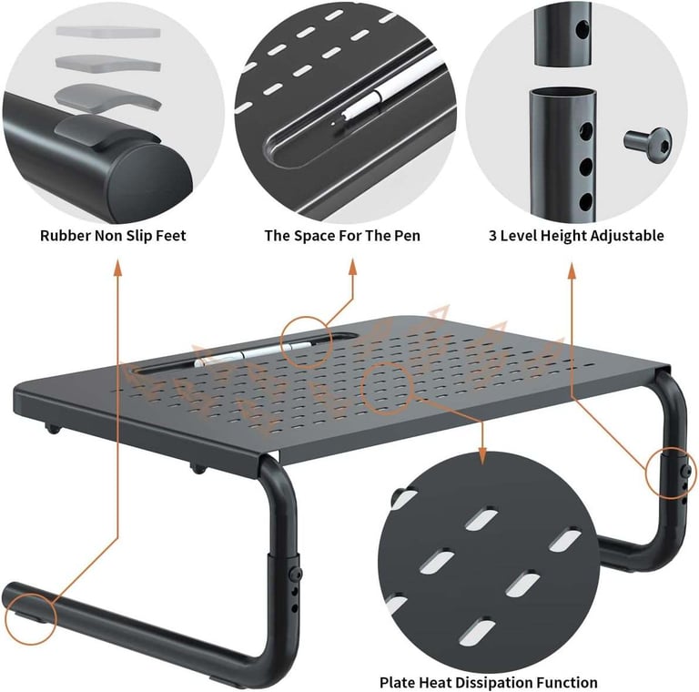 Brand new 2 Pack Computer Monitor Stand Riser- 3 Level Height adjustable 