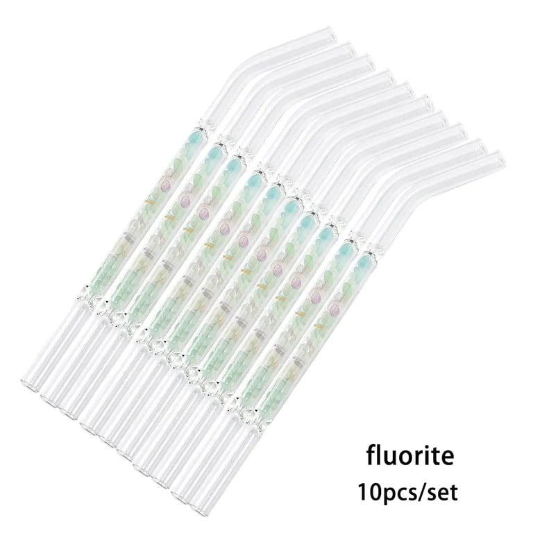 Glass Straws Natural Crystal Stones Luxury 10 Pieces Set