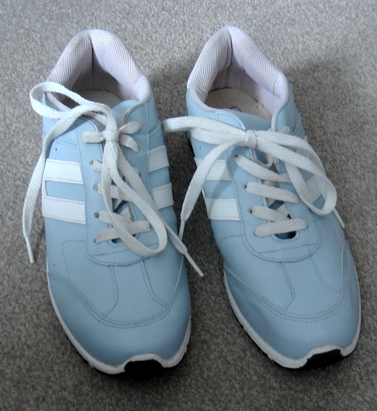 Women's Strut Footwear Light Blue Leather Trainers  UK 6 Euro 39