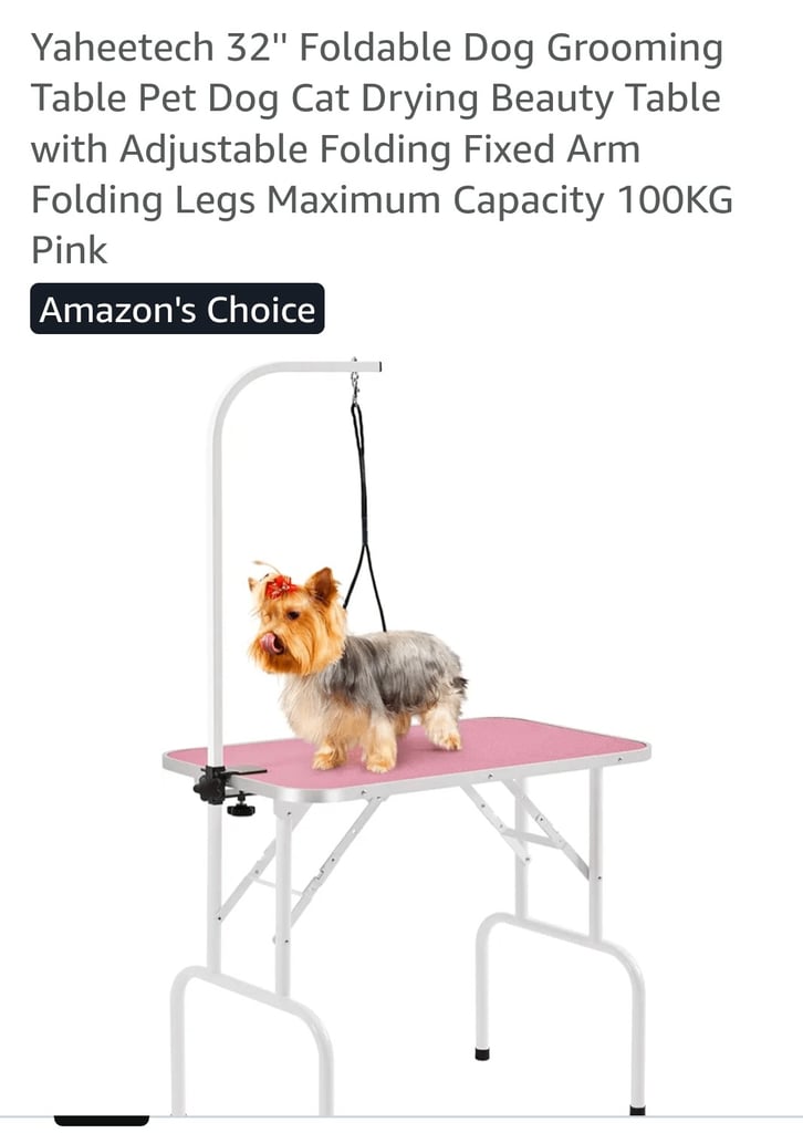 Dog grooming folding table in pink  32 inches in height 
