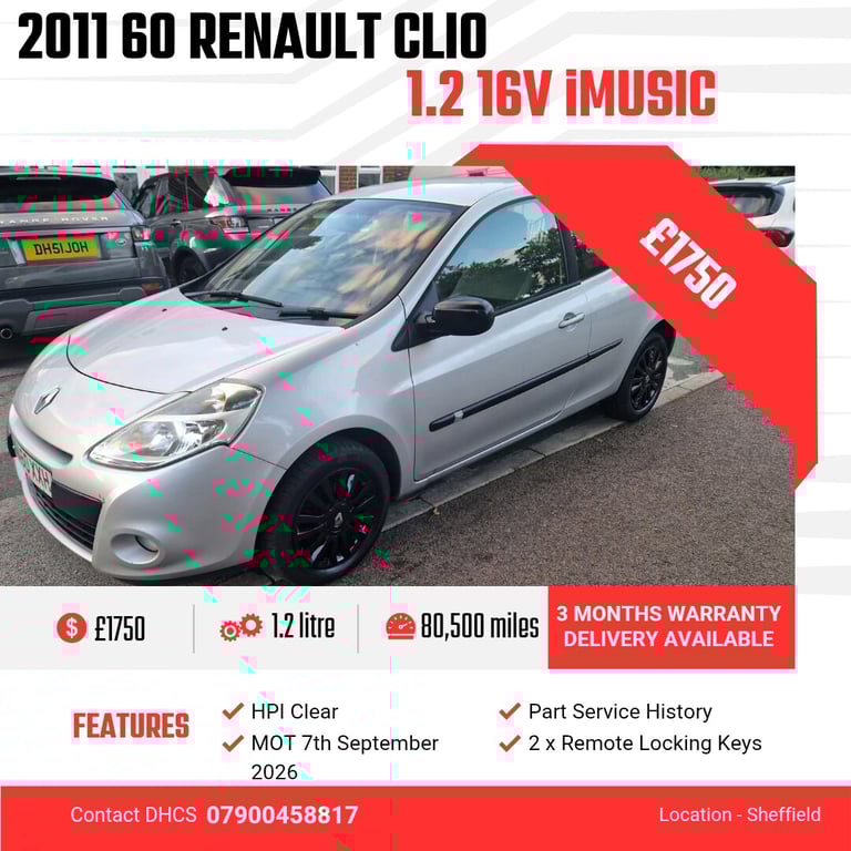 2011 Renault Clio 1.2 16V I-Music 3dr HATCHBACK Petrol Manual