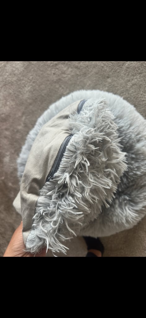Small grey fluffy dog or cat bed pets at home